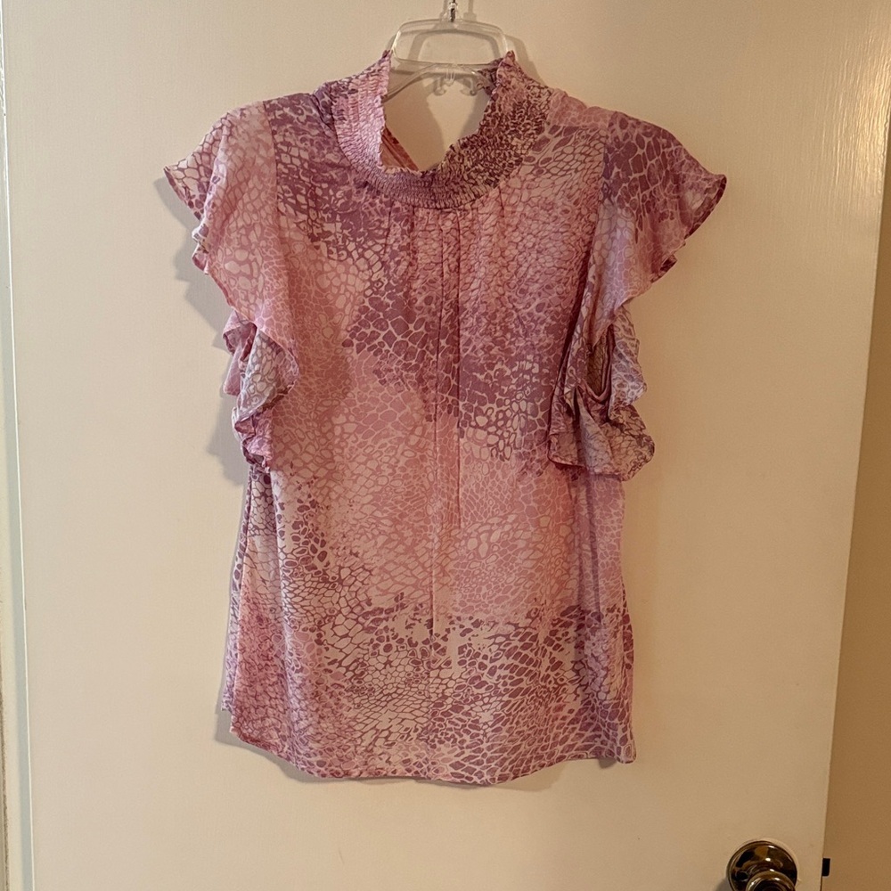 Chic Pink Patterned Women's Blouse